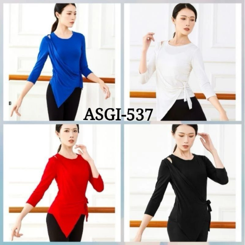 Atasan Lengan 3/4 Gelombang Ikat Atasan Dance PREMIUM Pakaian Line Dance Belly Dance Salsa Latin Kos