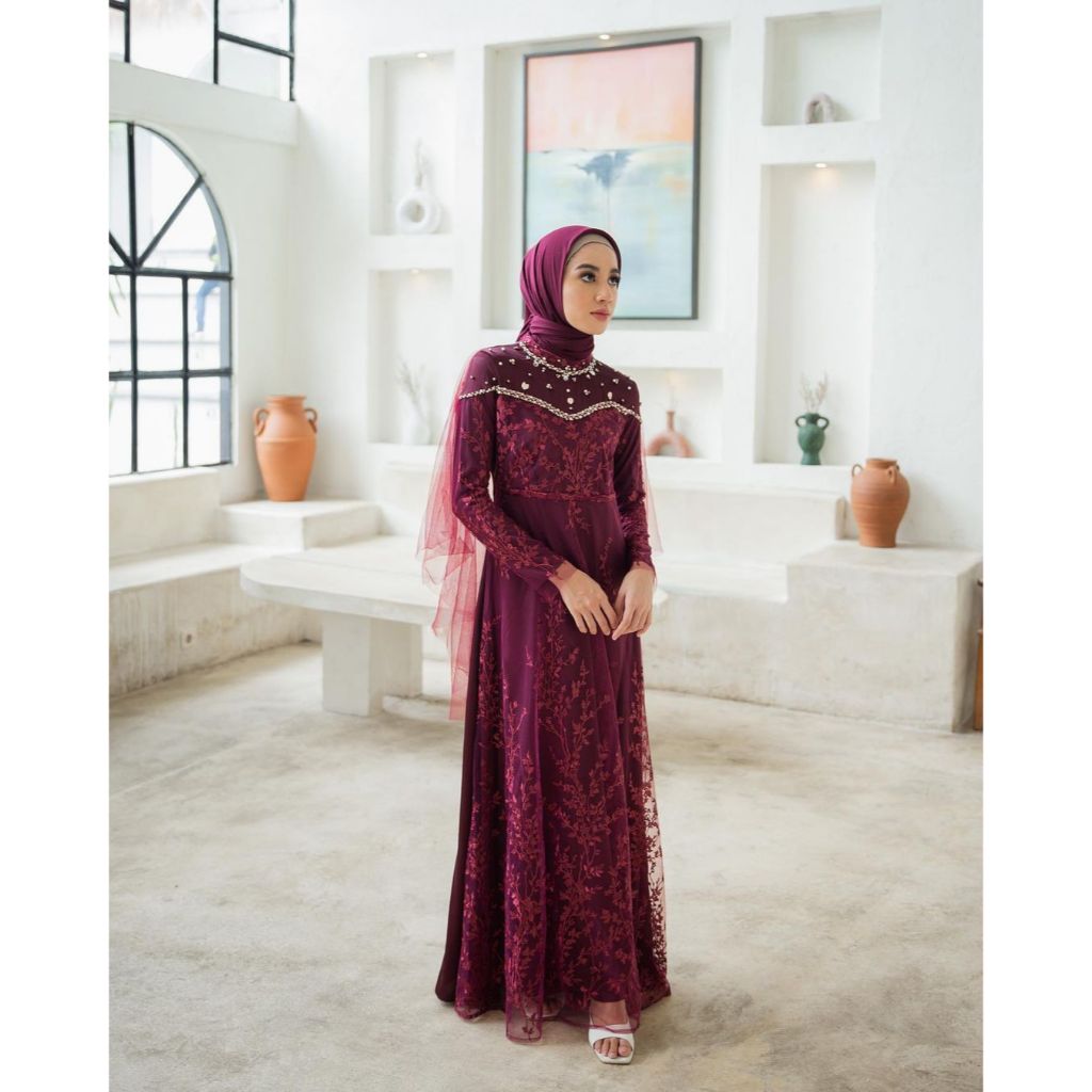 Gamis Namira Brokat Tille Kondangan Payet Lamaran