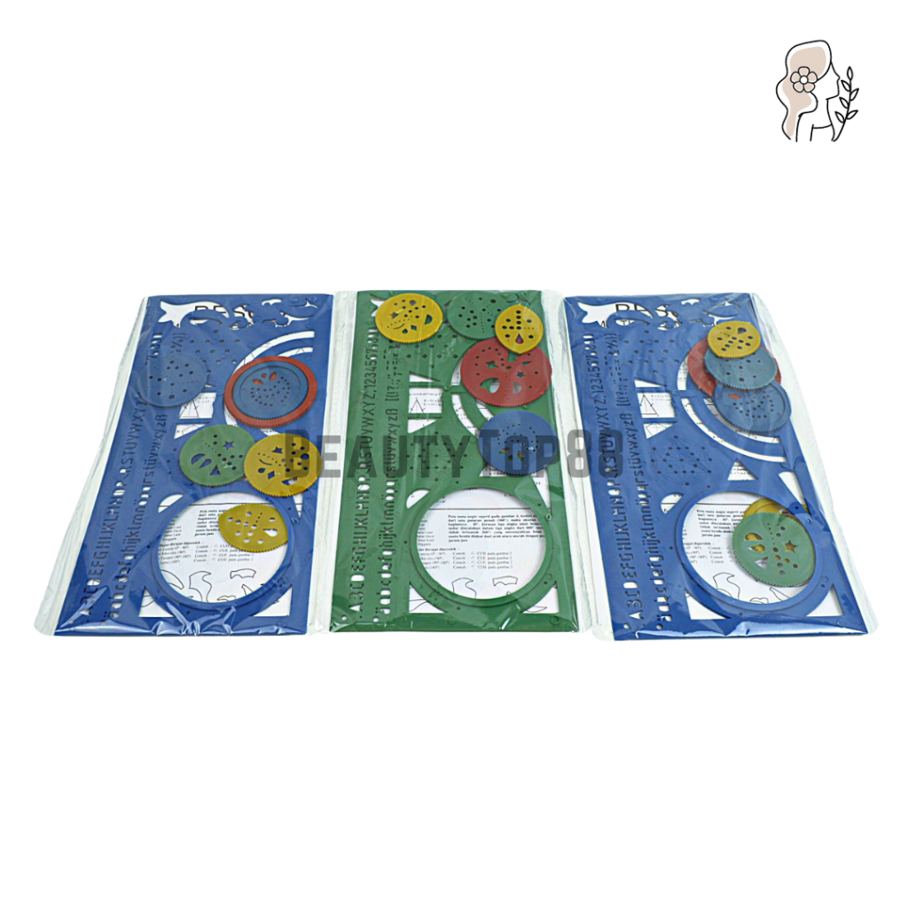 

Garisan Geometri GM / Penggaris Cetakan Multi Pattern / Geometric Ruler Murah [PER SET]
