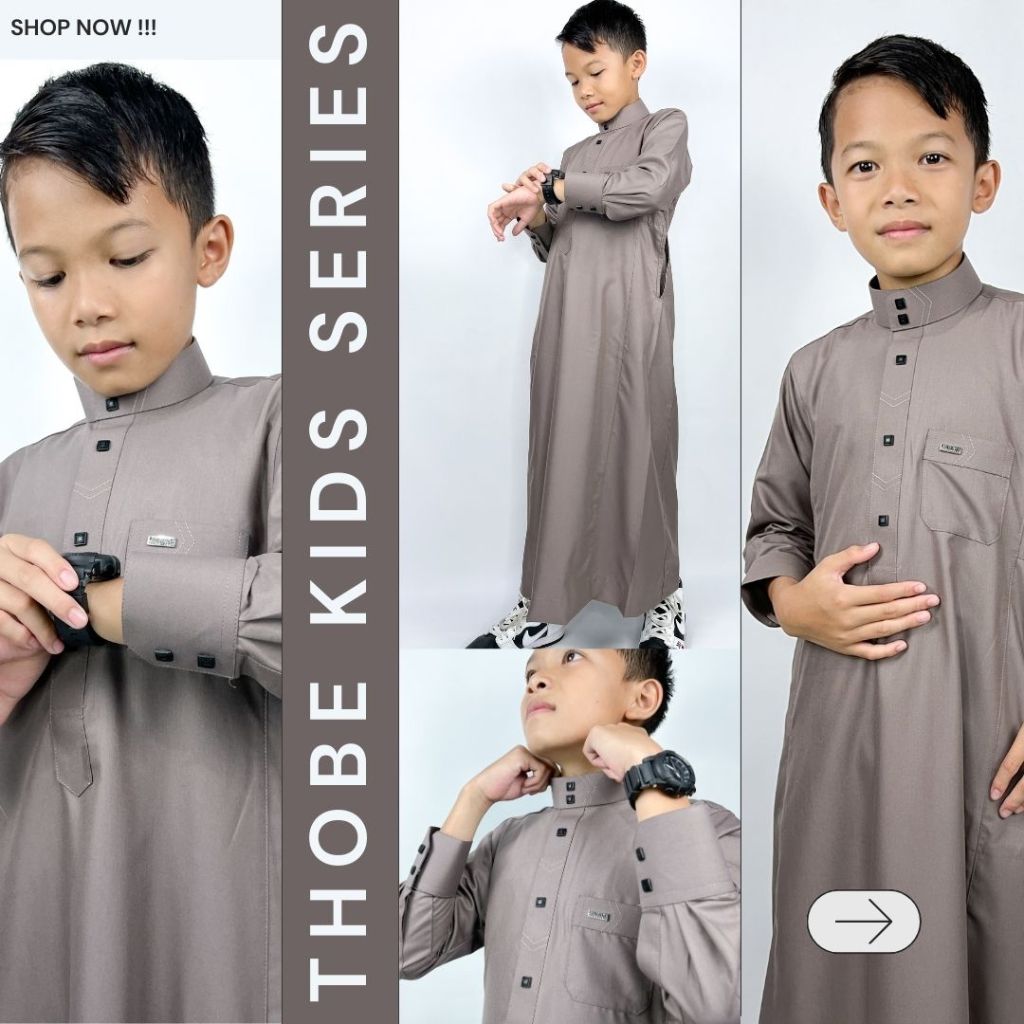 GAMIS PRIA ANAK TANGAN PANJANG MANSET AL-WAFA GOLD COL- SILVER