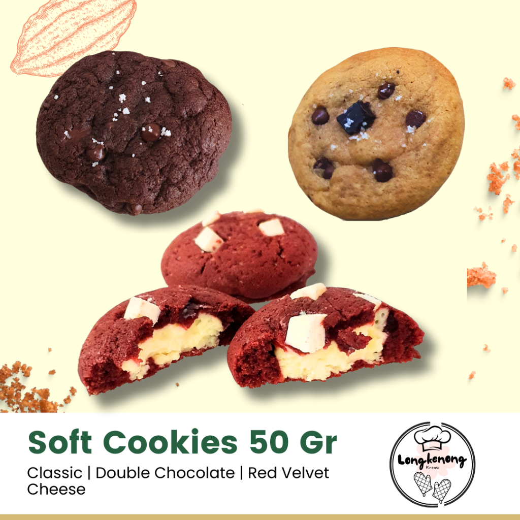 

Soft Cookies / Soft Baked Cookies Classic / Double Chocolate / Red Velvet Cheese By Longkenong