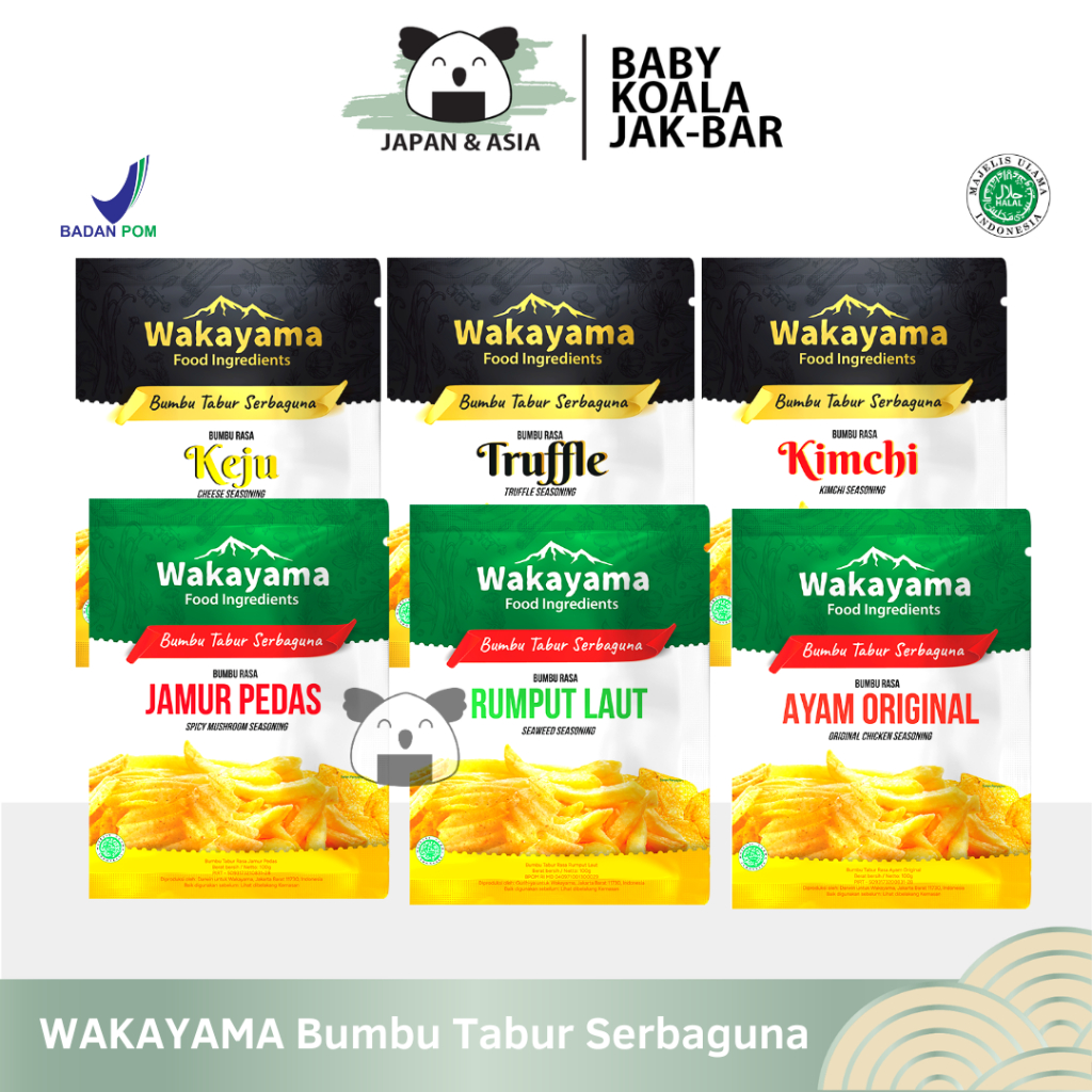 WAKAYAMA Bumbu Tabur Serbaguna 60 g Halal | Truffle Kimchi Keju Jamur Pedas.
