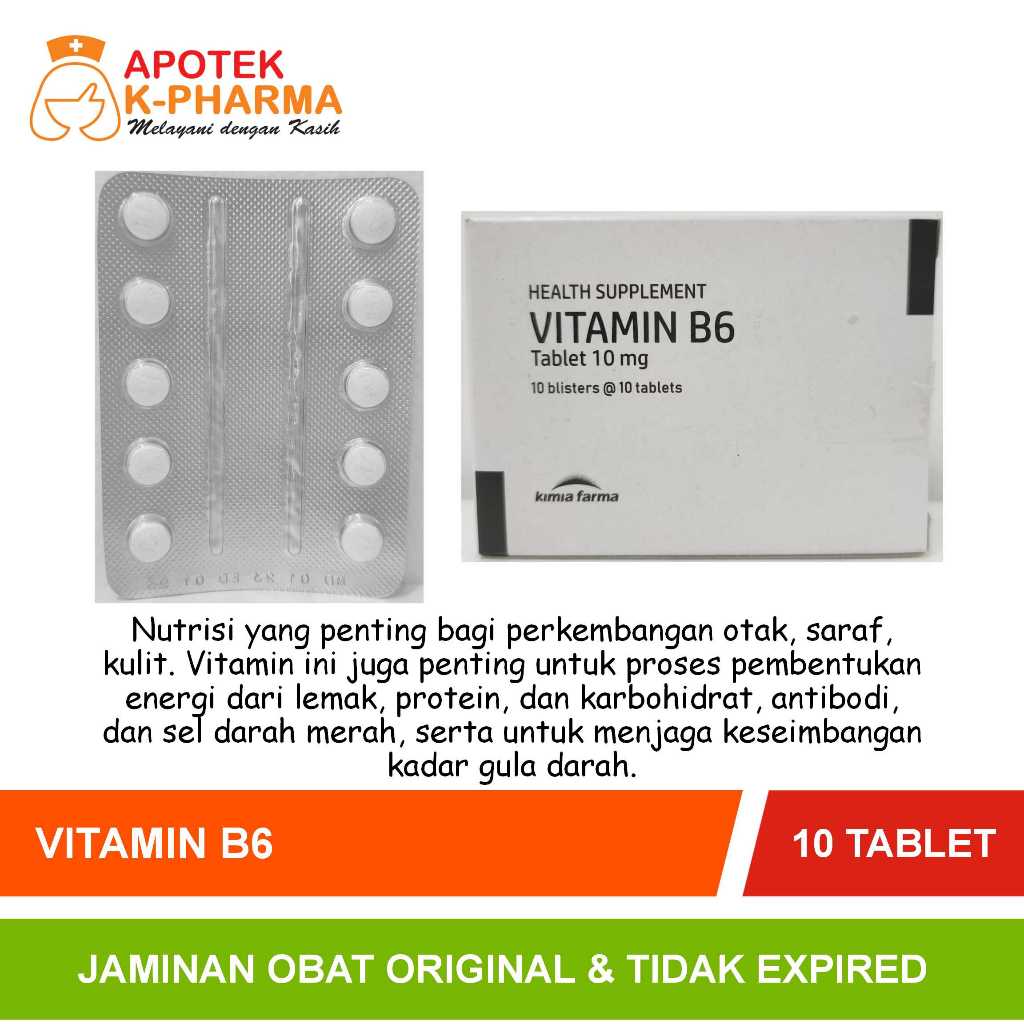 Vitamin B6 Strip Isi 10 Tablet Obat Original Kimia Farma