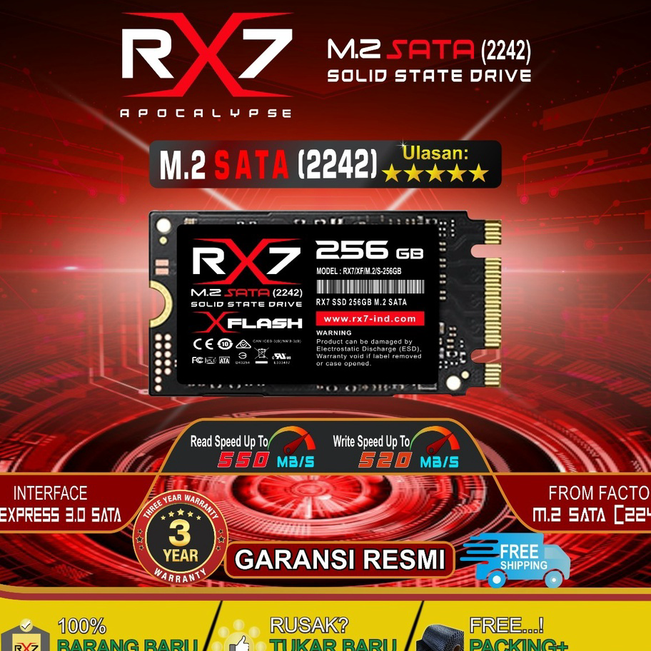 Sale SSD RX7 M2 SATA 256GB 2242 M.2 SATA / M2SATA GARANSI RESMI 3 TAHUN