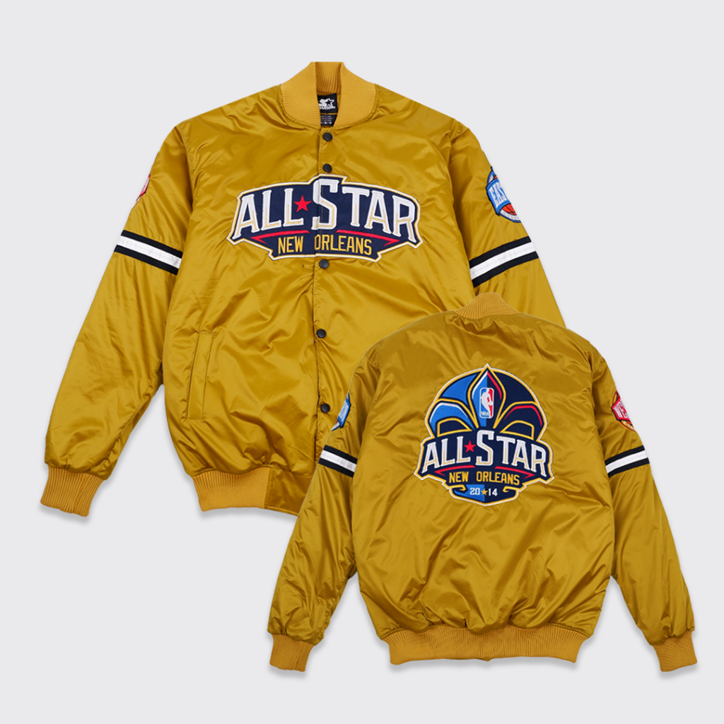 VARSITY ALL STAR GOLD JACKET NBA TEAM ALLSTAR NEW ORLEANS PREMIUM ORIGINAL 1:1 NBA MLB HEAVY WEIGHT 