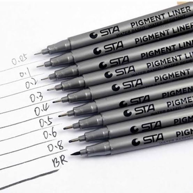 

Drawing Pen STA Waterbased Pigment Liner Pen Water Resistent - Set 9 Size