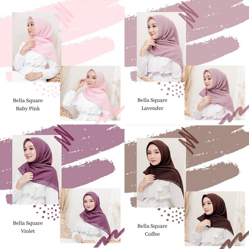 PAKET USAHA 6 PCS HIJAB BELLA SQUARE JILBAB SEGI EMPAT POLYCOTTON PREMIUM JAHIT NECI PREMIUM