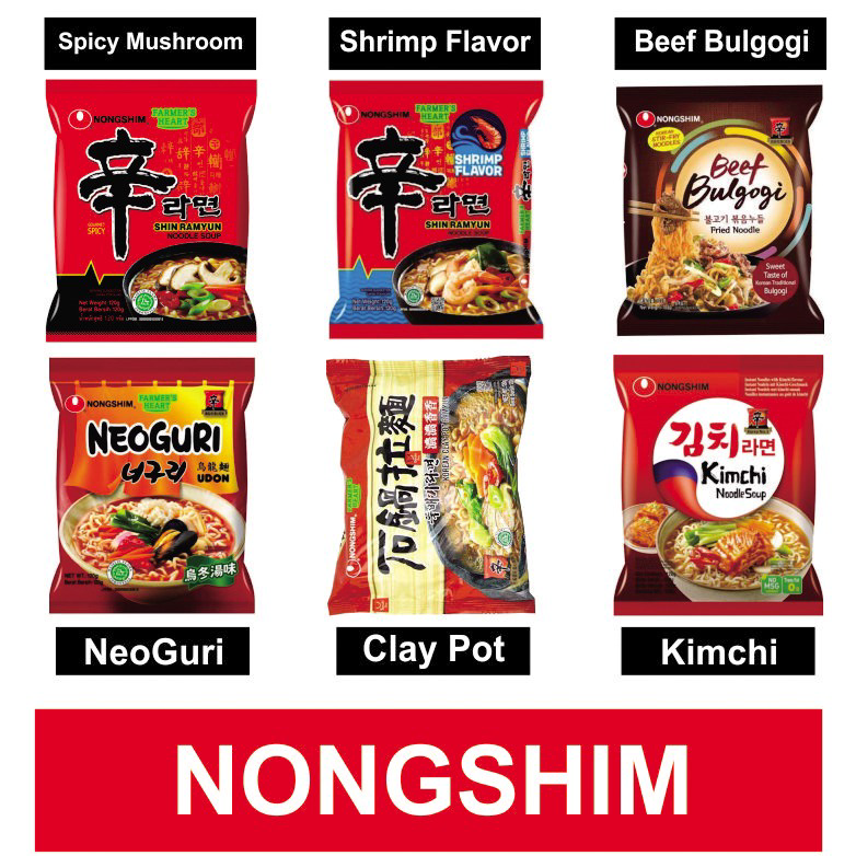 

➔➝✺❇ NONGSHIM SHIN RAMYUN HALAL 6 Variant Rasa 120gram Model Terkini