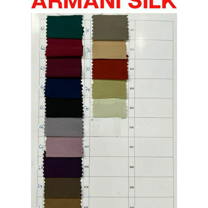 Terbatas Kain Satin Armani Silk 0.5 Meter Premium Import Original Quality Lebar 1.5 Meter