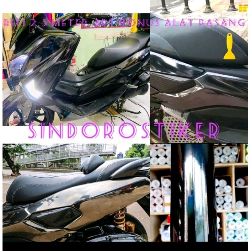 SKOTLET STICKER MOTOR BLACK CROM SETIKER HITAM CROM METALIK SEKOTLET MOTOR HITAM CROM