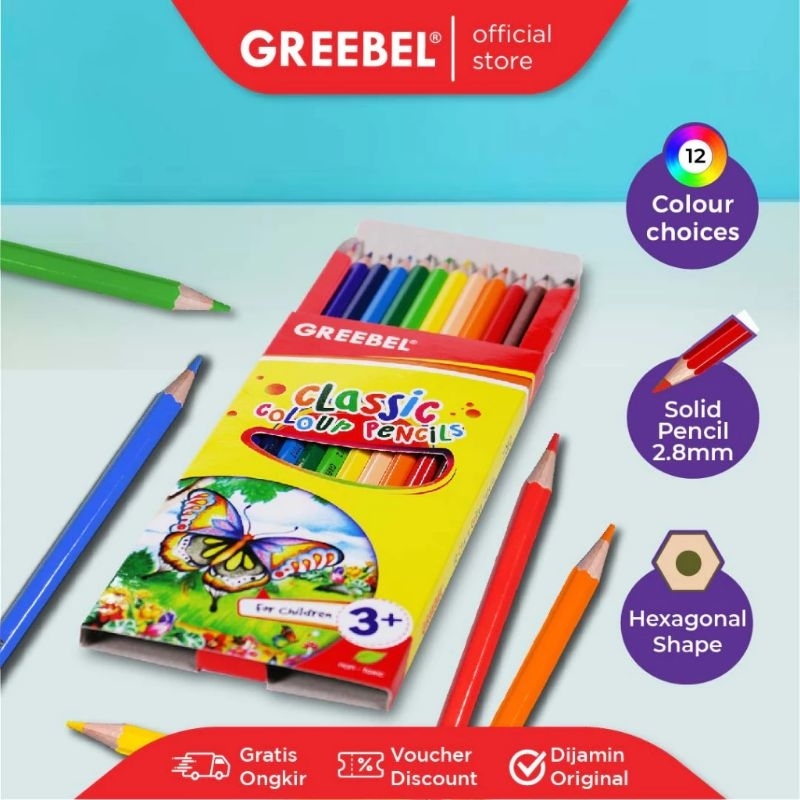 

Pensil Warna Greebel Isi 12 Warna - Greebel Pensil Warna Classic Isi 12 Panjang & Pendek