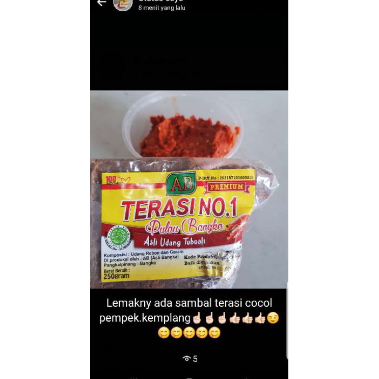 

Ready TERASI UDANG /BELACAN BANGKA NO 1 CAP Terlaris