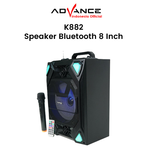 Advance Speaker Bluetooth 8 Inch K882 Gratis Mic Wireless dan Remot