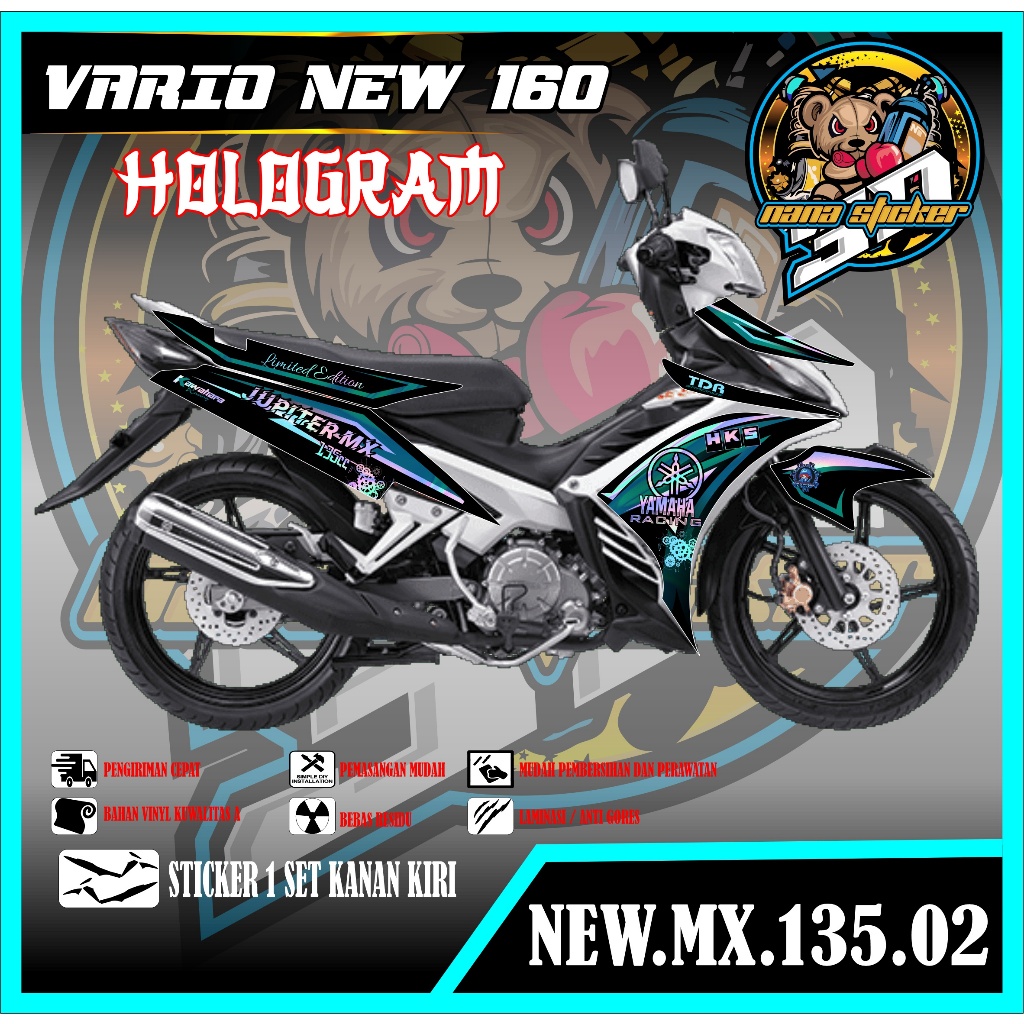 Striping HOLOGRAM NEW JUPITER MX 135 - Stiker MX 135 List Variasi Motor STICKER NEW MX 135 CODE 02