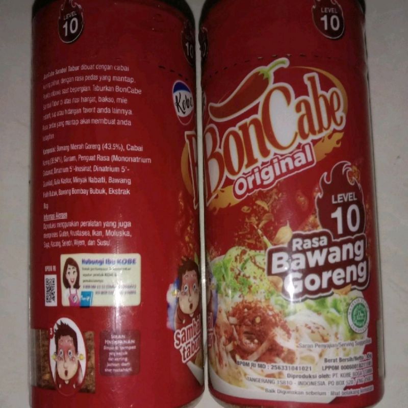 

Boncabe Level 10 45gr, Boncabe Level 15 45gr, Boncabe Level 30 40gr, Boncabe Level 50 Max End 30gr