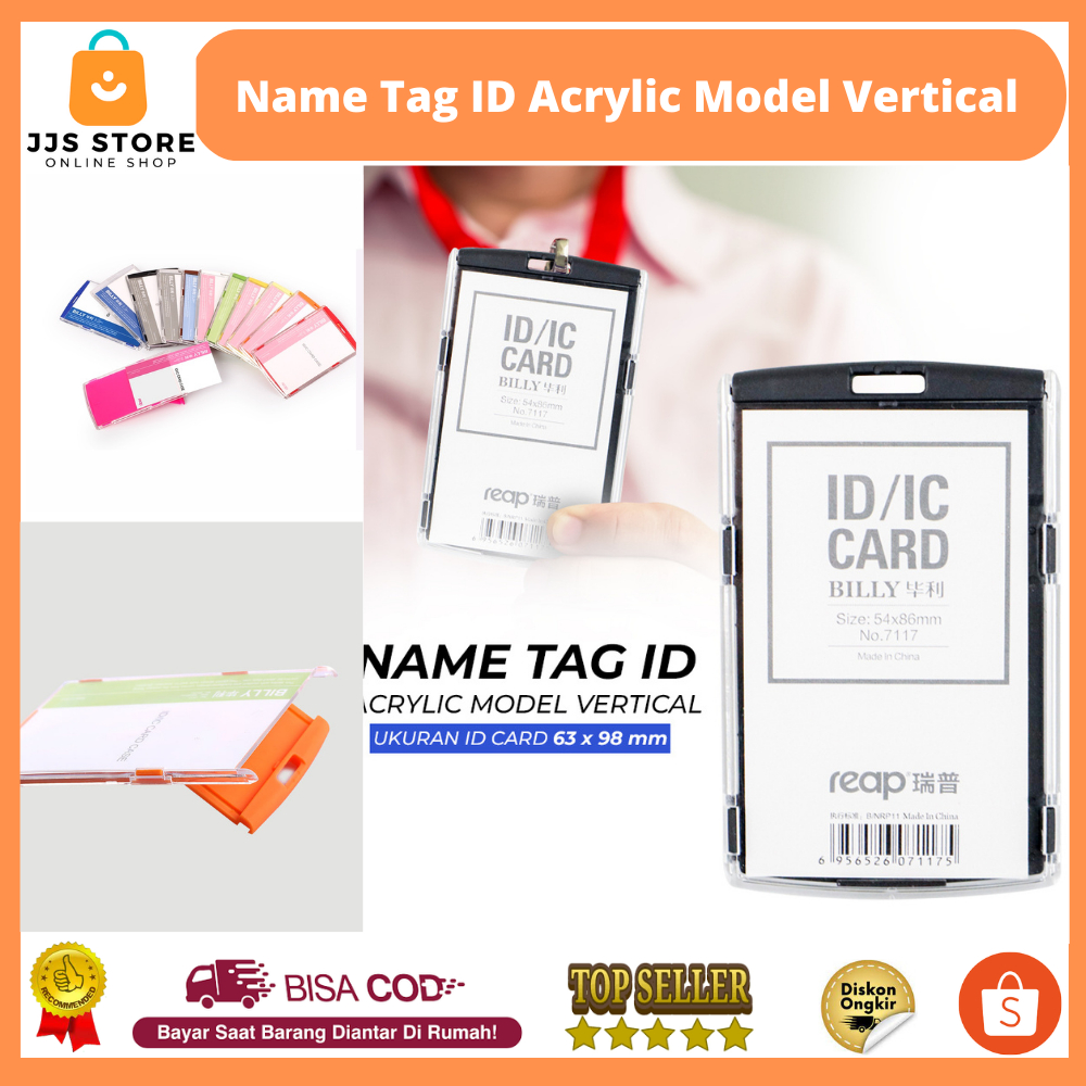 

Tempat Id Card Name Tag ID Acrylic Model Vertical 7117