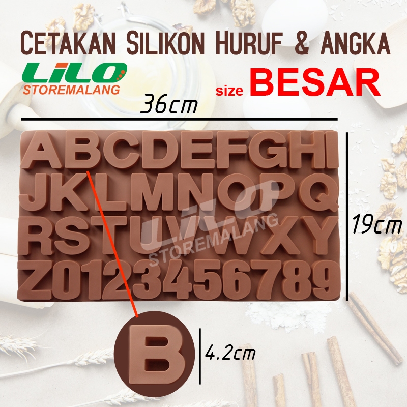 Cetakan silikon silicone mold resin coklat fondant huruf angka alphabet BESAR L289