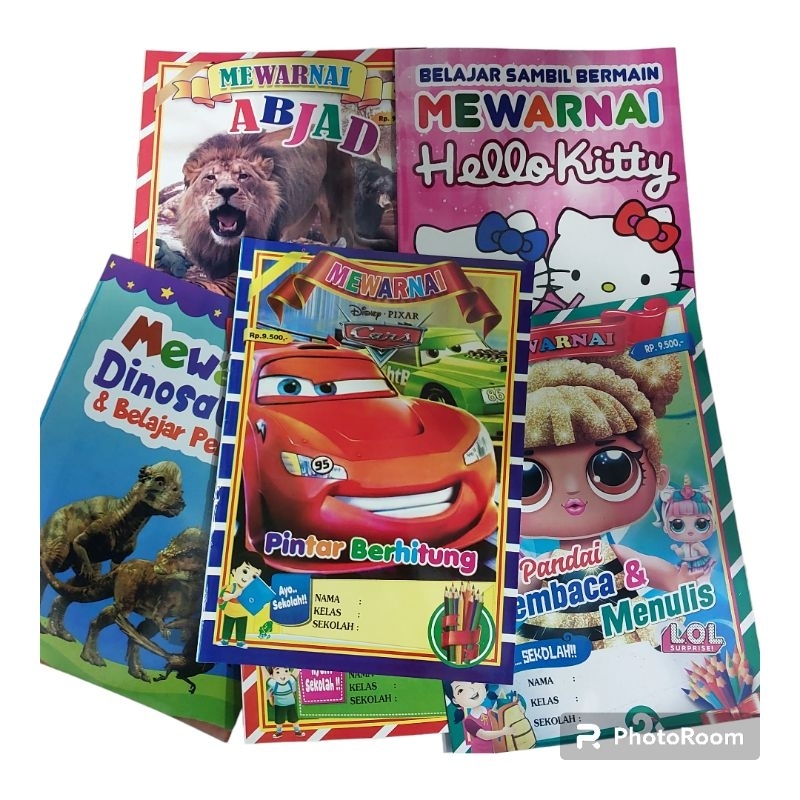 

(Paket 6 PCS ) Buku mewarnai Jumbo, mewarnai sambil belajar membaca dan menulis