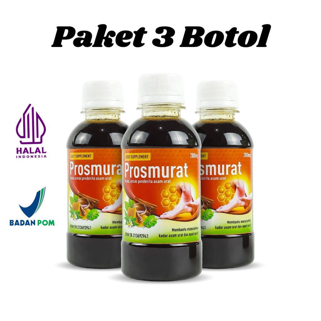 

Paket 3 Botol Madu Prosmurat Obat Untuk Penderita Asam Urat dan Nyeri Sendi 280mg BPOM