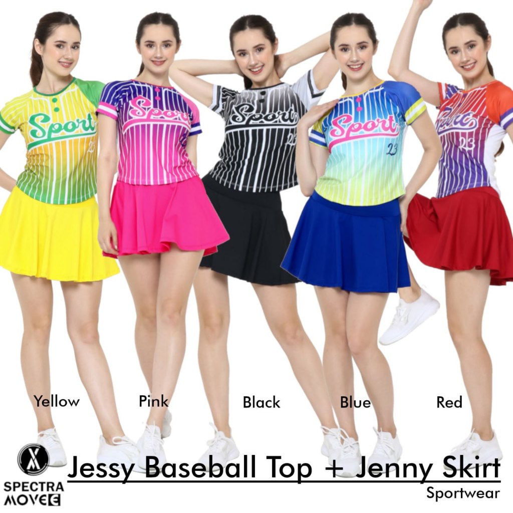Baju senam wanita JESSY BASEBALL rok senam JENNY SKIRT rok celana senam zumba rok aerobic setelan ro