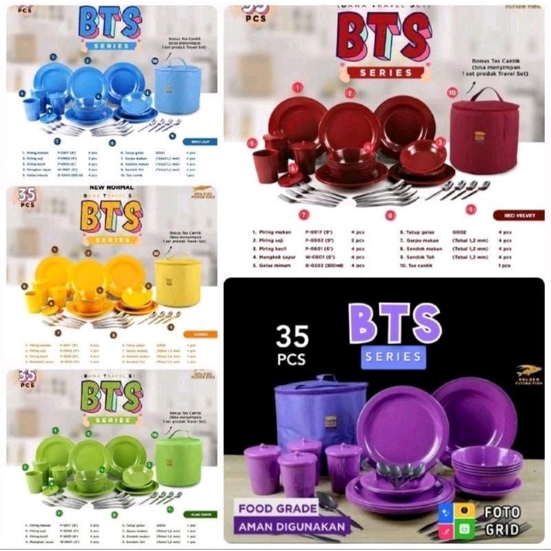 Parcel GFF Set BTS Melamin 35 Pcs - Golden Flying Fish