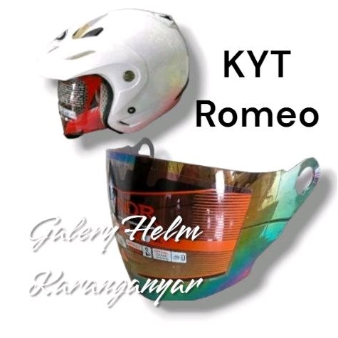 (NDR-1) Kaca Helm KYT Romeo || Visor KYT Romeo all varian Warna Bening Pelangi smoke dan Silver Orig