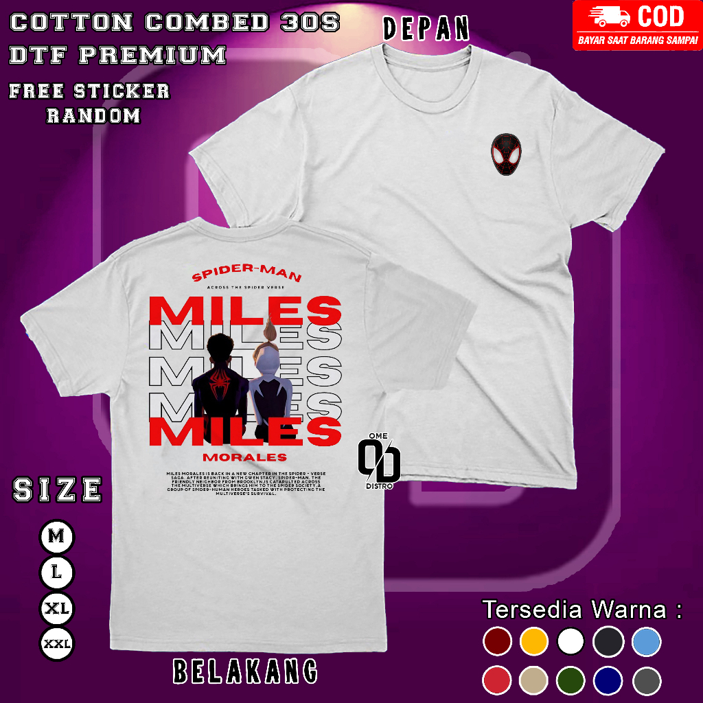 V2 Kaos Couple Spiderman Miles Morales & Gwen Stacy Warna Putih - Kaos Spiderman Couple - Tshirt Spi