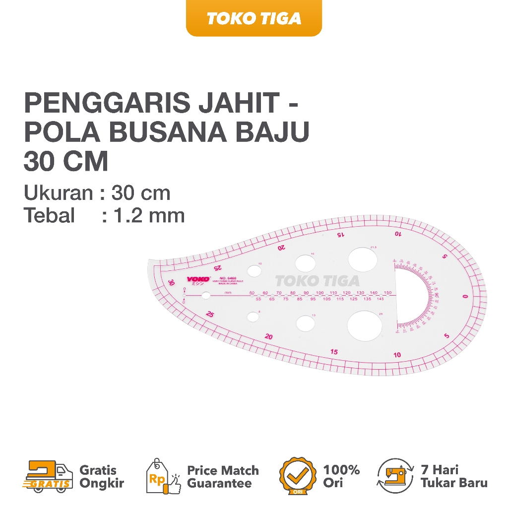 

Penggaris Jahit/Menjahit - Pola Busana Baju 30 cm - 6460 YOKO