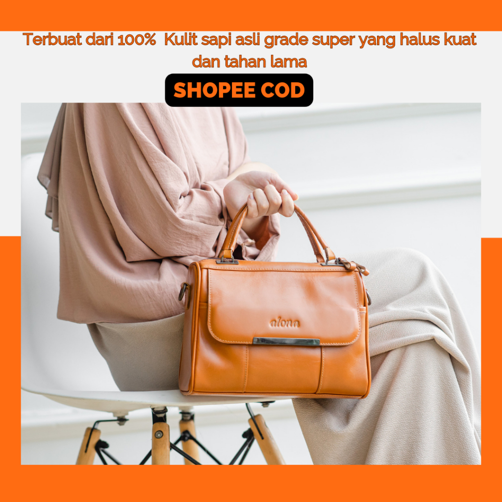 ALONA LEATHER- Tas wanita branded kulit asli ALONA HESTIA, Tas wanita selempang kulit asli, Tas samp