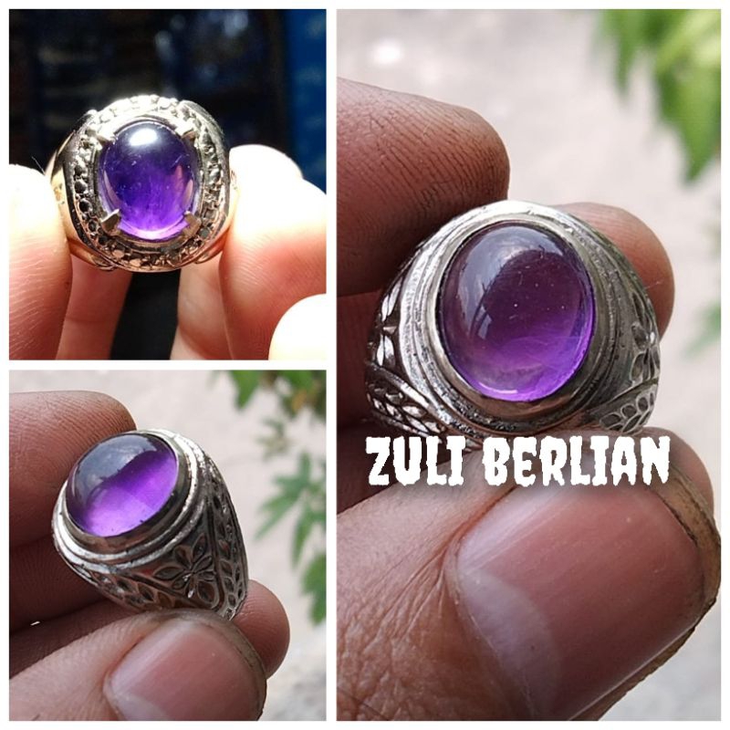 Cincin batu ungu kecubung Brazil natural
