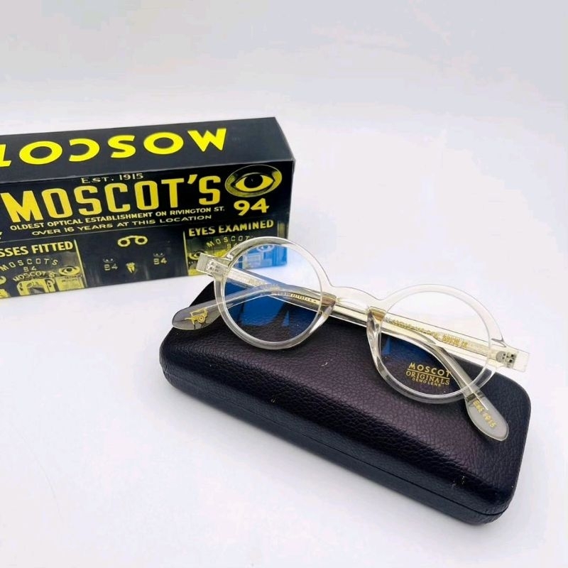 Kacamata Moscot Zolman clear / flesh frame glasses