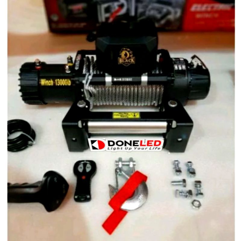 WINCH BLACKHORSE 13000 LBS KAPASITAS 6 TON UNTUK OFFROAD MOBIL SAWIT