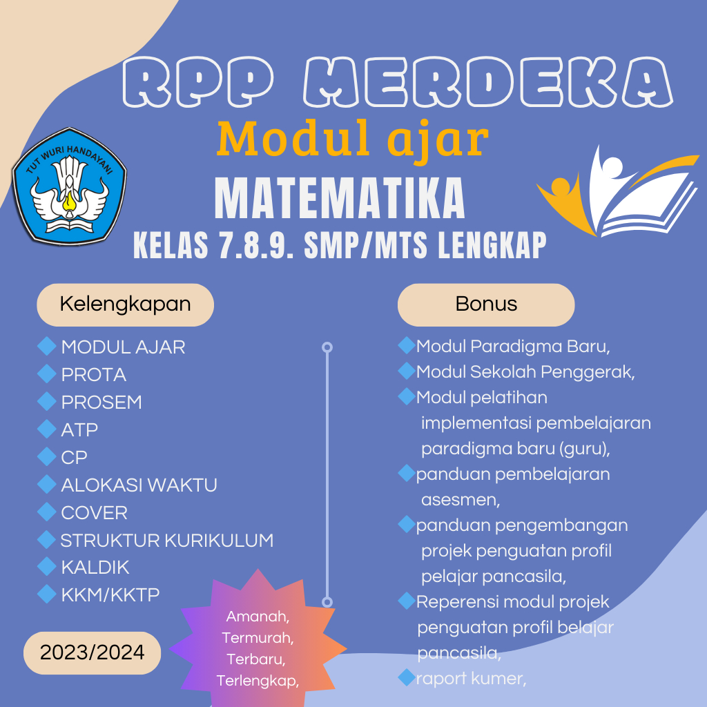 

MODUL AJAR MATEMATIKA KELAS 7,8,9 SMP/MTS KURIKULUM MERDEKA LENGKAP