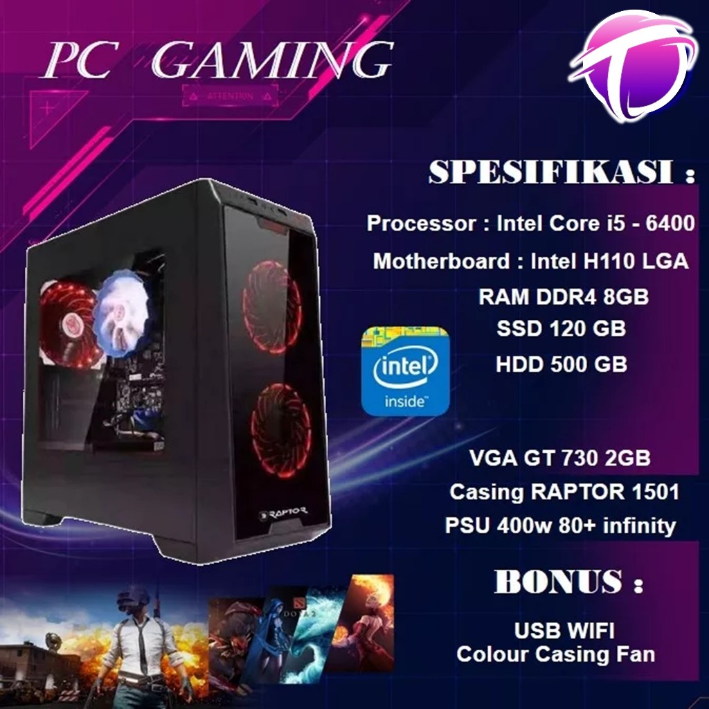 Pc  Gaming Komputer Rakitan Cpu Full Set Murah Core I5 3470 Fullset 4 Jutaan