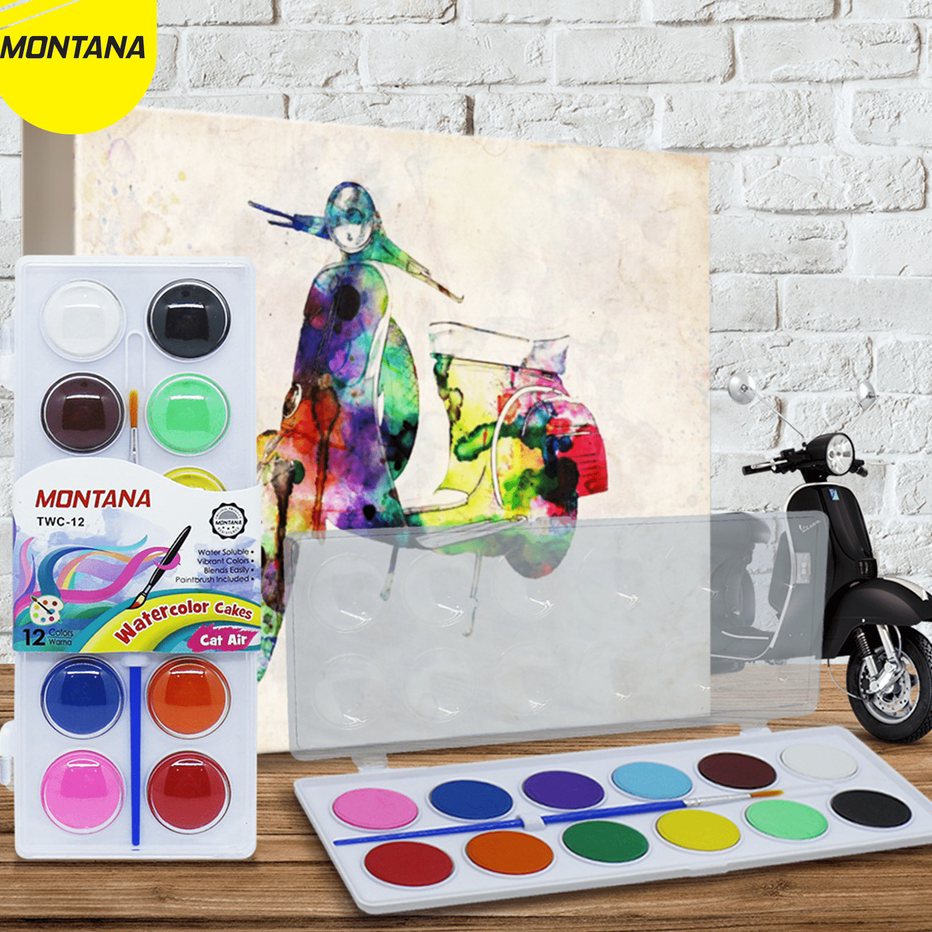 

➾❃❇ MurahMurahATK WaterColor 12 Warna / Cat Air Montana TWC-12 / WaterColor Cake