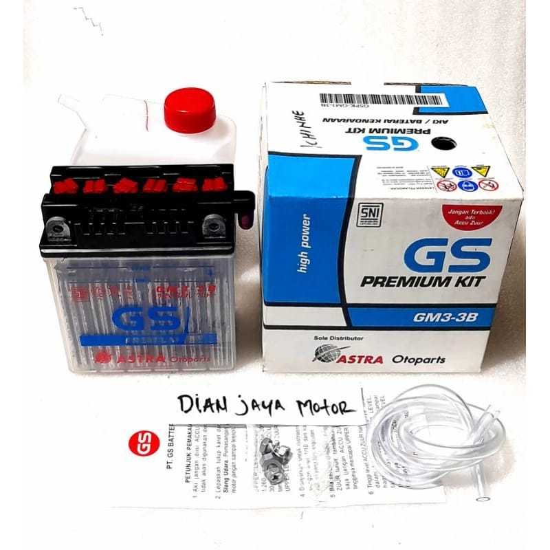 Aki Original GS Astra GM3.3B Rx King Satria 2T Ninja R NINJA SS 12 VOLT YB3-LB YUASA ORI