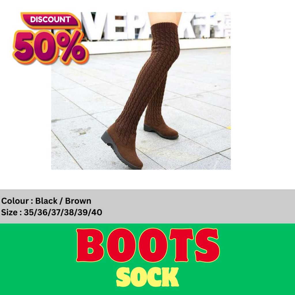 IMPORT Sepatu Boots Korea Sepatu Wanita Sepatu Panjang Selutut