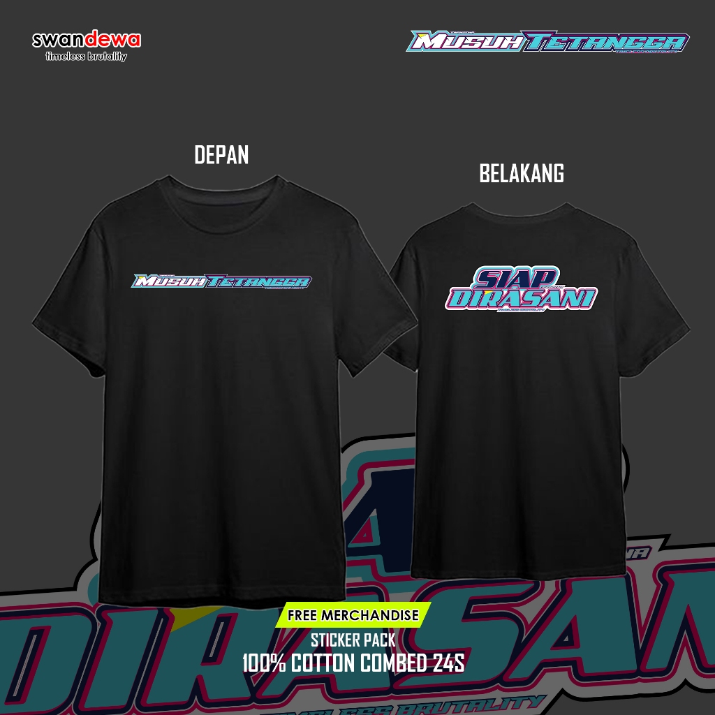 Kaos Motif Musuh Tetangga 100% Cotton Combed 24s Original Katun Hitam Kaos Distro Cowok Oversize San
