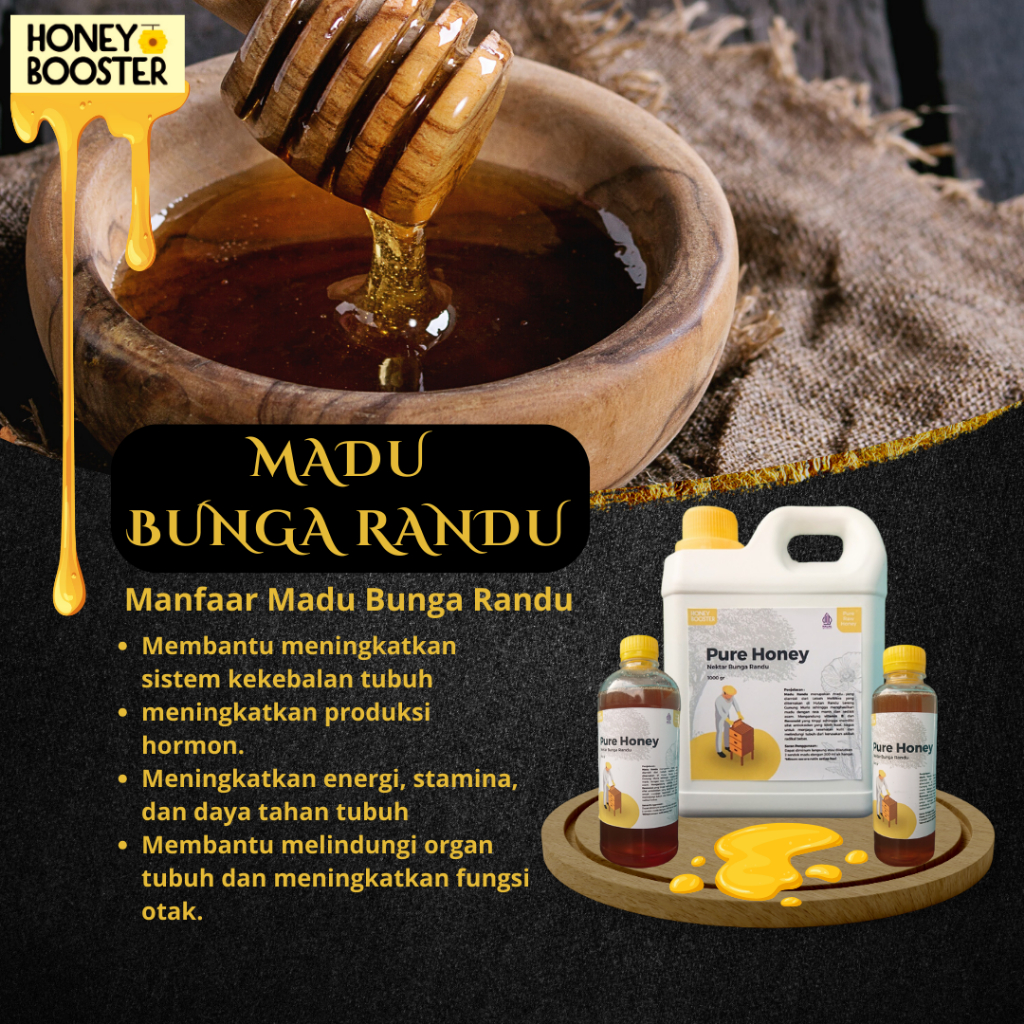 

Madu Randu Murni Honey Booster 300gr Grade A 100% Asli dan Alami Pure Natural Raw Honey Terbaik
