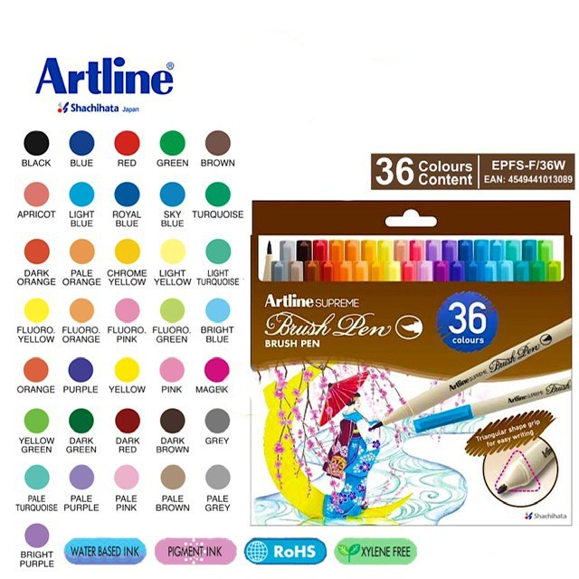 

ARTLINE Supreme Brush Pen 36 Warna Set EPFS-F/36W - Spidol Kaligrafi