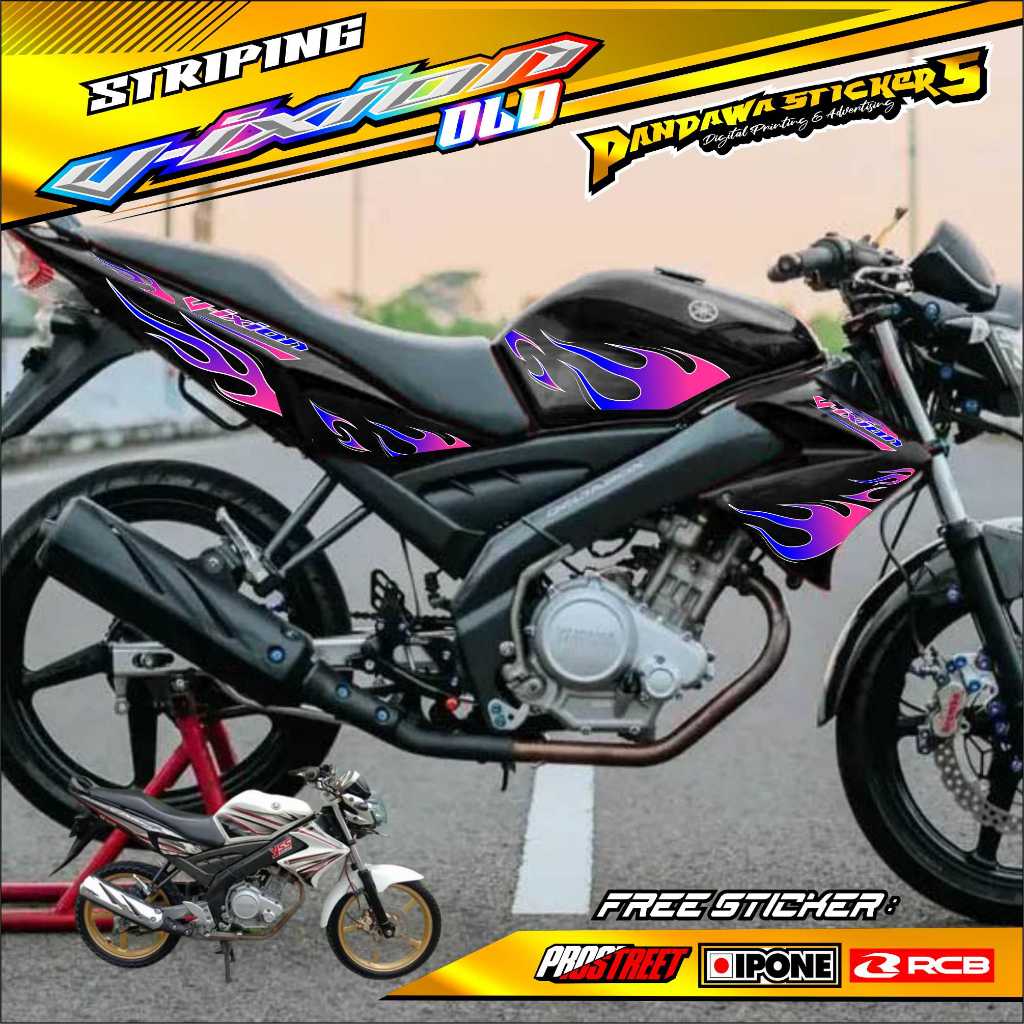 STRIPING VARIASI MOTOR VIXION OLD DESAIN API / STIKER LIST MOTOR YAMAHA VIXION OLD
