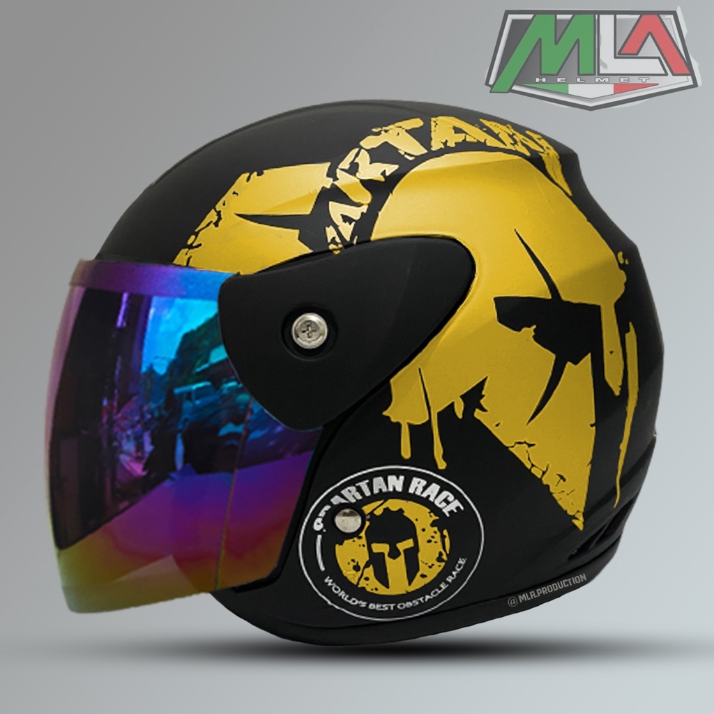 BEST SELLER HELM MOTOR HALF FACE EVO INOVATION SNI SEPERTI HELM GM ORIGINAL MOTIF SPARTAN KACA