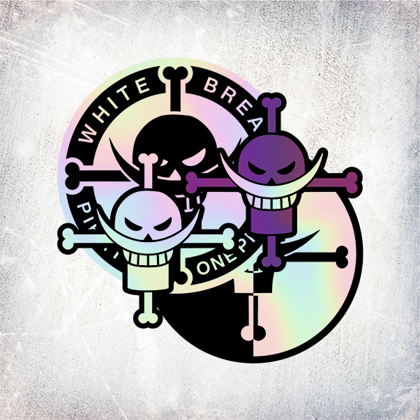 STICKER HOLOGRAM ANIME LOGO BAJAK LAUT SHIROHIGE ANIME ONE PIECE