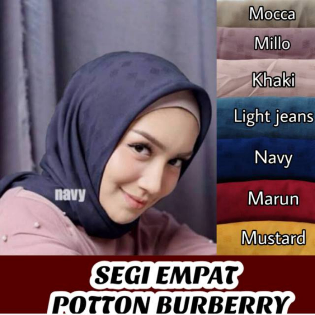 HIJAB SEGI EMPAT WAFFLE POTTON BURBERRY | KERUDUNG SEGI EMPAT POTTON BURBERRY