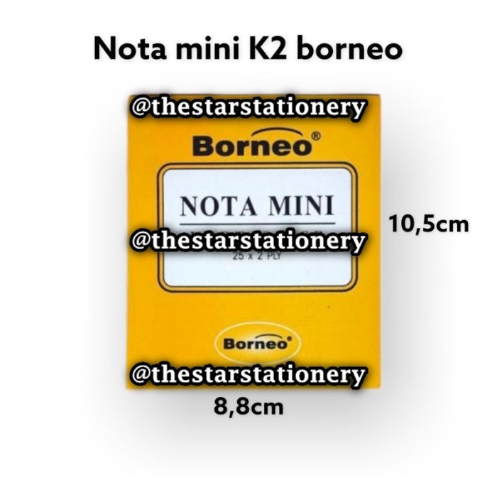 

(1 Biji) Buku Nota Kontan Borneo Kecil 2 Ply NCR / Nota Kontan 2 Rangkap Kecil Borneo / Nota Kontan Mini Borneo K2