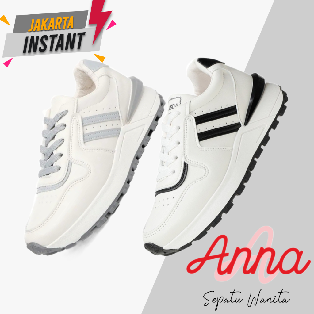 Anna Sepatu HAECHAN HITAM Sepatu Sneakers Wanita Sport Sport Karet Anti Licin Shoes Sepatu Wanita Ko