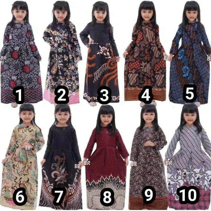 Gamis Batik Anak - Umur 3 sampai 10 tahun - gamis batik Pekalongan - bisa ecer - Baju Muslim Anak Ce