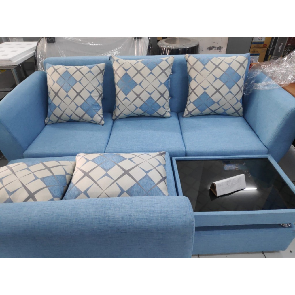 RIKI L PUTUS (SOFA SET)*/KURSI SOFA WARNA BIRU CANTIK /KURSI RUANG TAMU/ SOFA RUANG TAMU KHU KAB BAN