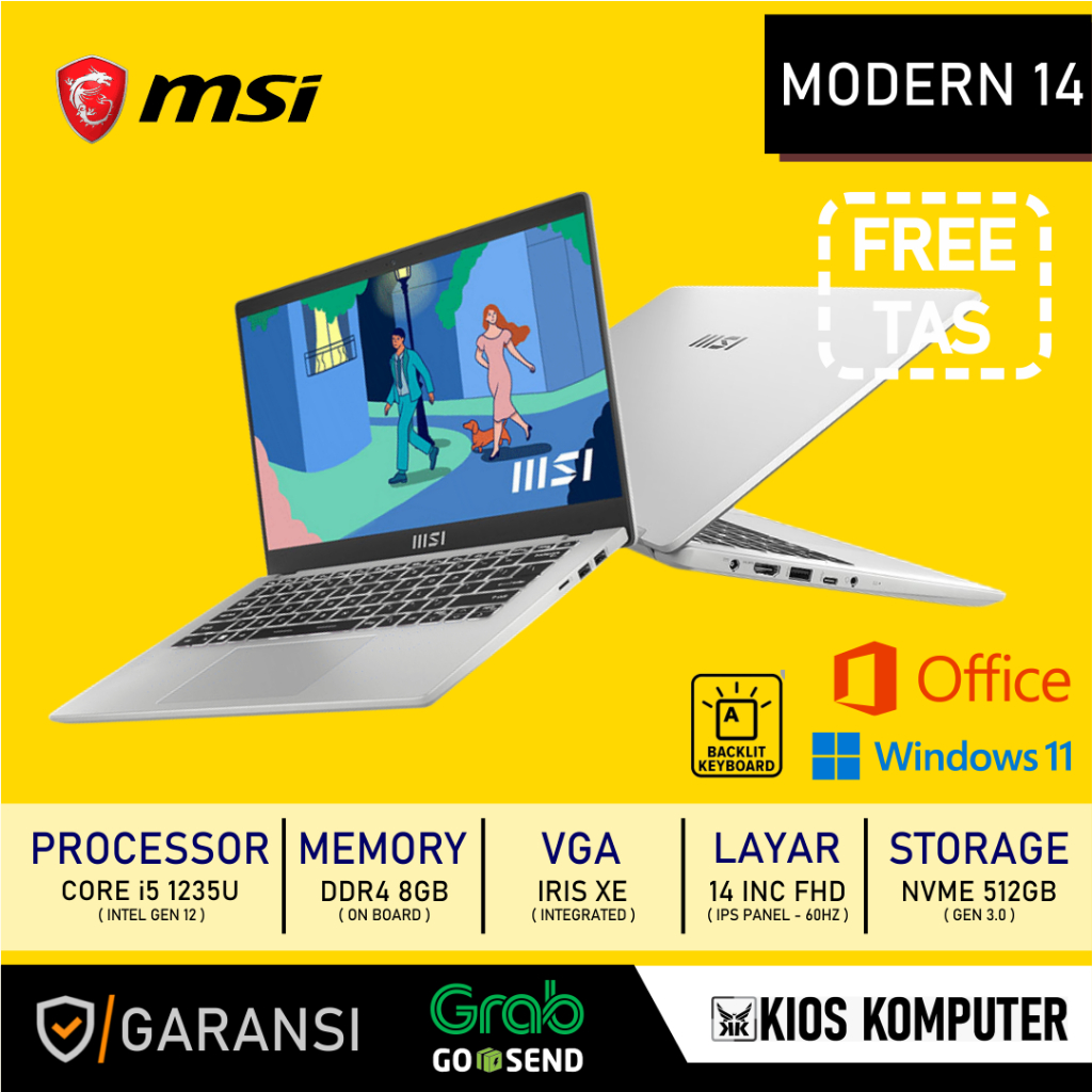 MSI MODERN 14-C12M CORE I5 1235U 8GB/512GB IRIS XE 14" FHD IPS W11 OHS