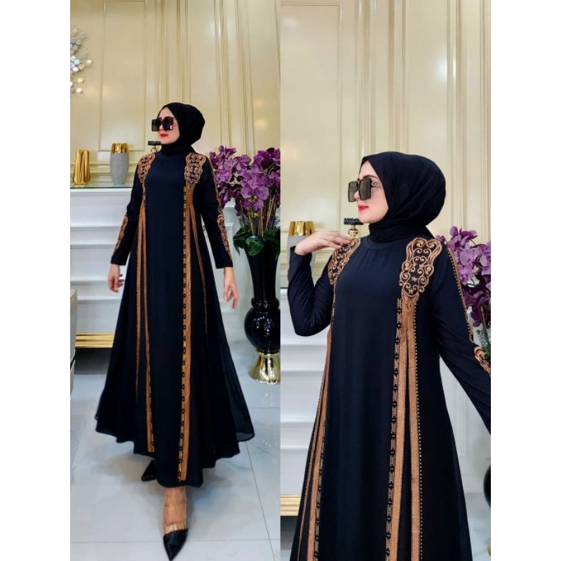 ALVI DRESS ABAYA HIKMAT KW PREMIUM BORDIR JERSY